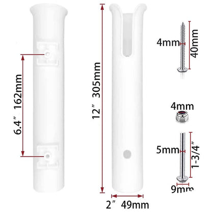ISURE MARINE 2PCS Fishing Rod Holder Rod/Ship Yacht Fishing Rod Frame Portable Lightweight and Durable Tube Rod Rack-Replacement Parts with Screws (White)