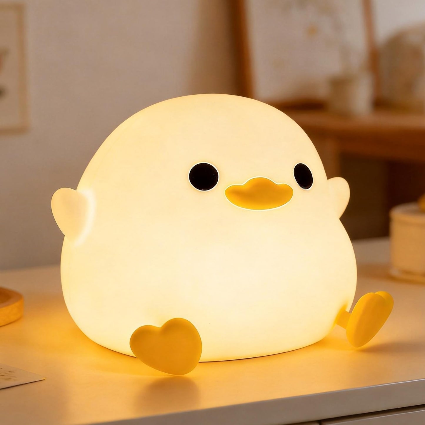 Amaredom DoDo Duck Night Light, Cute Duck Lamp, Silicone Dimmable Nursery Nightlight, Rechargeable LED Bedside Lamp with 20 Minutes Timer & Tap Control Baby Girls Women Bedrooms, Living Room