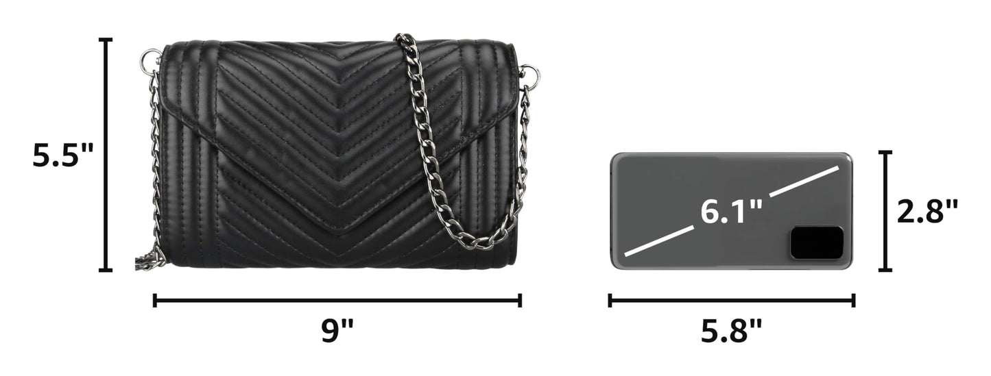 Small Leather Crossbody Bag for Women Clutch Purse Womens Handbag Ladies Black Cross Body Purses Designer Shoulder Bag with Chain Strap Mini Quilted Crossbody Phone Bags
