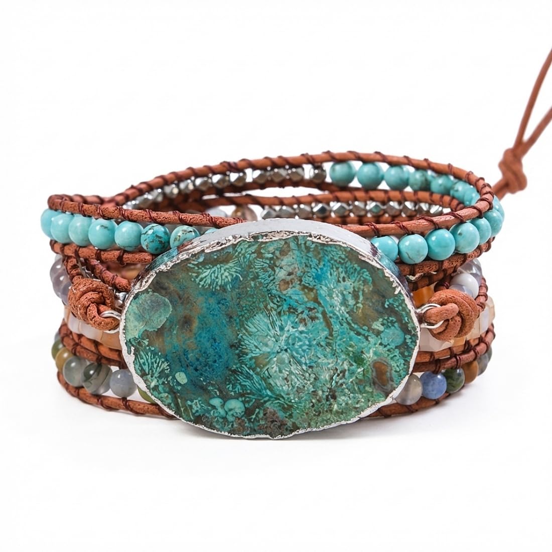 YGLINE Jasper Stone Bracelet 5 Wraps Bracelet Handmade Boho Bracelet For Women