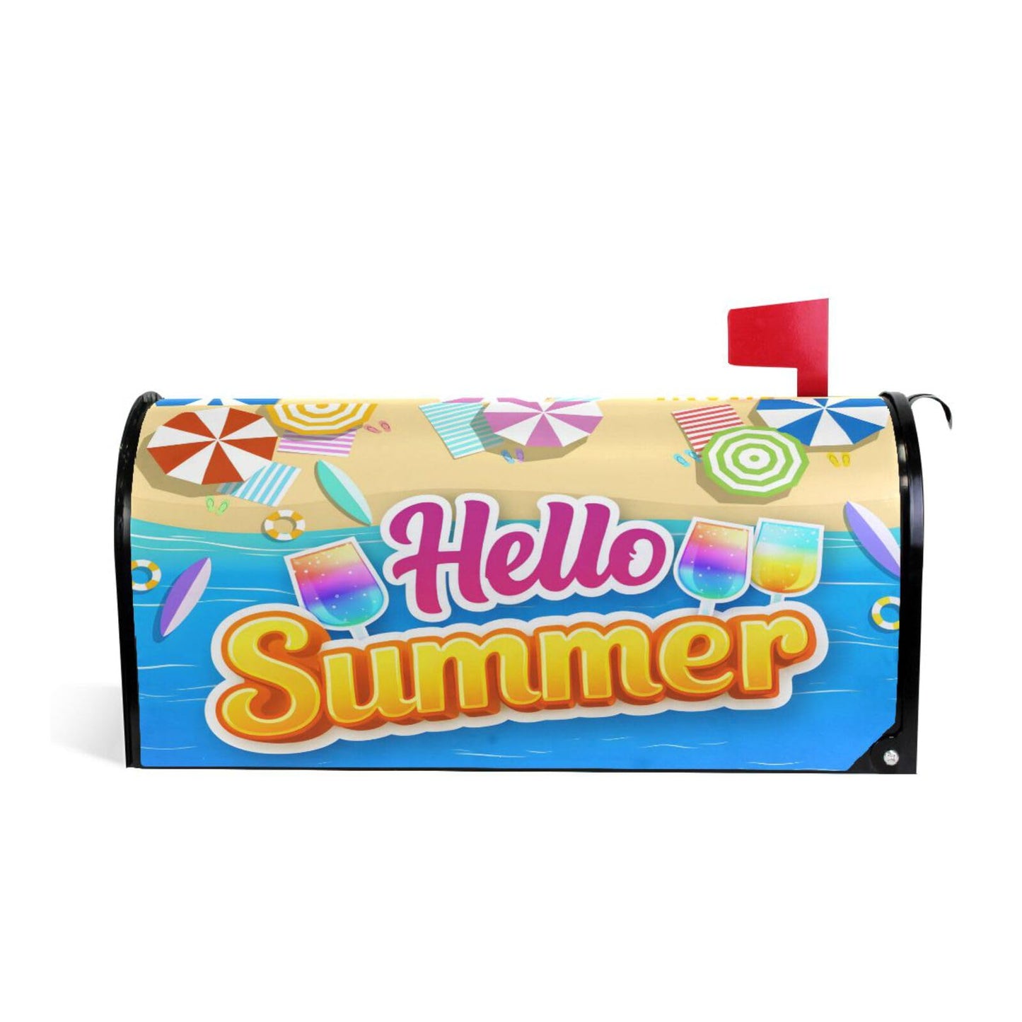 ALAZA Summer Time with Beach Magnetic Mailbox Cover MailWraps Garden Yard Home Decor for Outside Standard Size-18"x 20.8"