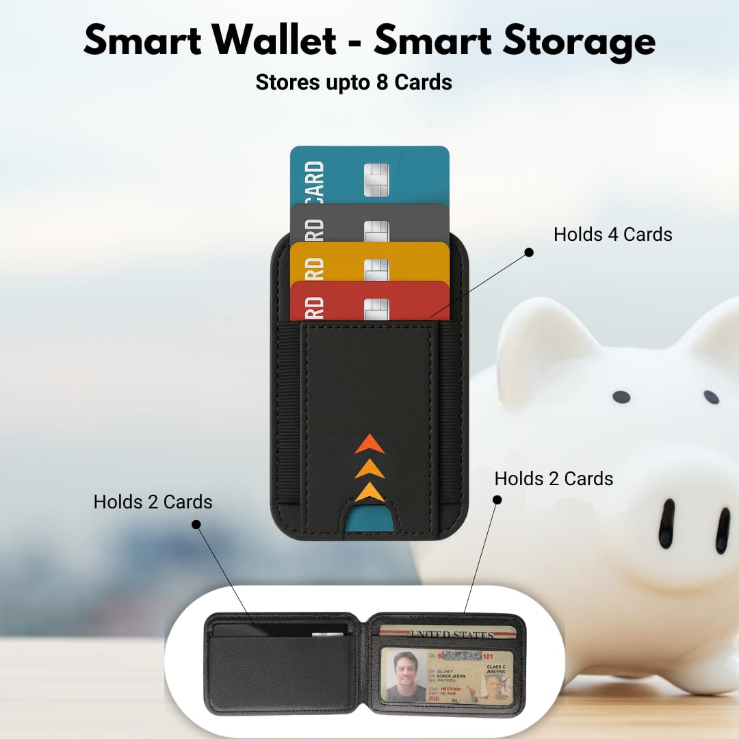Style Uplift SU.Snap Magsafe Wallet Compatible with MagSafe for iPhone 17/16/15/14/13/12 Series, 8-Card Slim Phone Wallet Holder with Elastic Back, Vegan Leather Minimalist Magnetic Wallet Stand