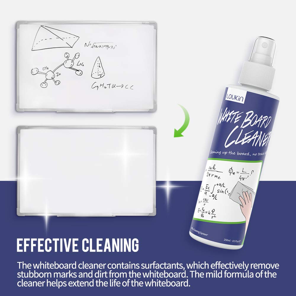 loukin Magnetic Dry Erase Eraser, Whiteboard Eraser, Glass Board Remover, 3.4 fl oz Whiteboard Cleaner Included, for Classroom, Home and Office Use (Grey)