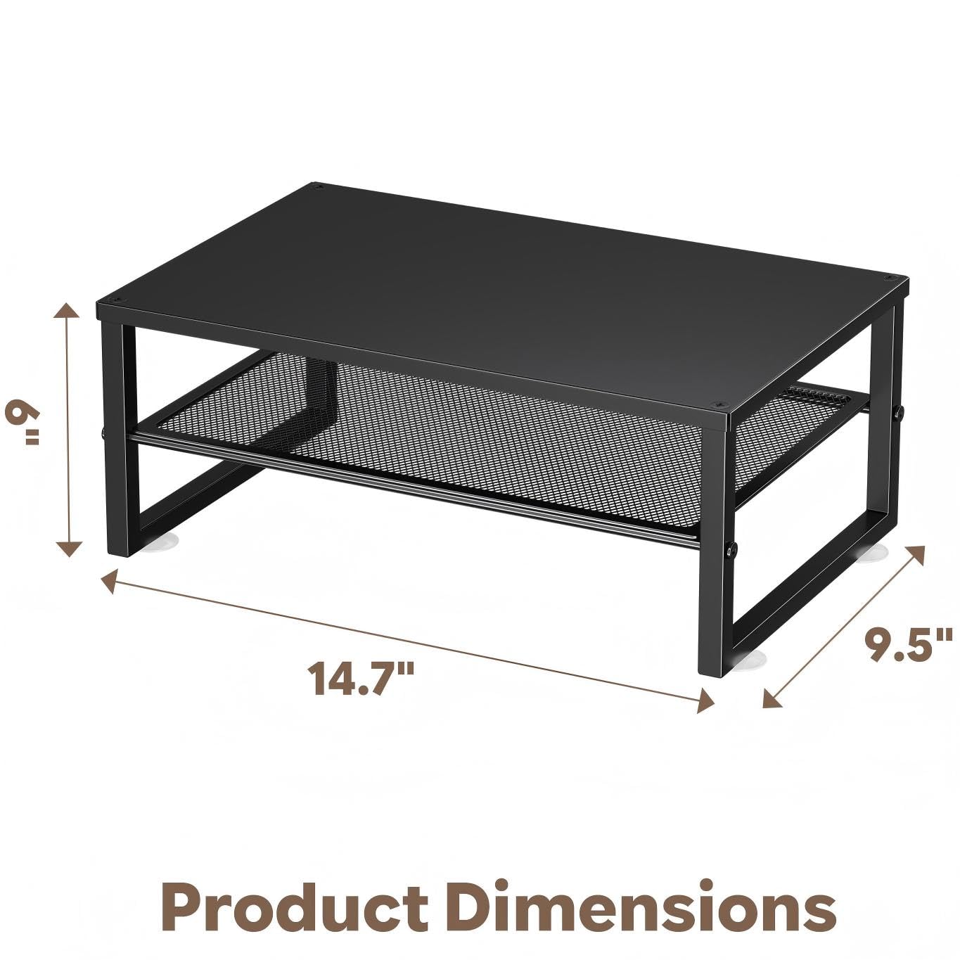 Ekisemio 2-Tier Computer Monitor Stand Riser, Desk Organizer for Monitor, Black