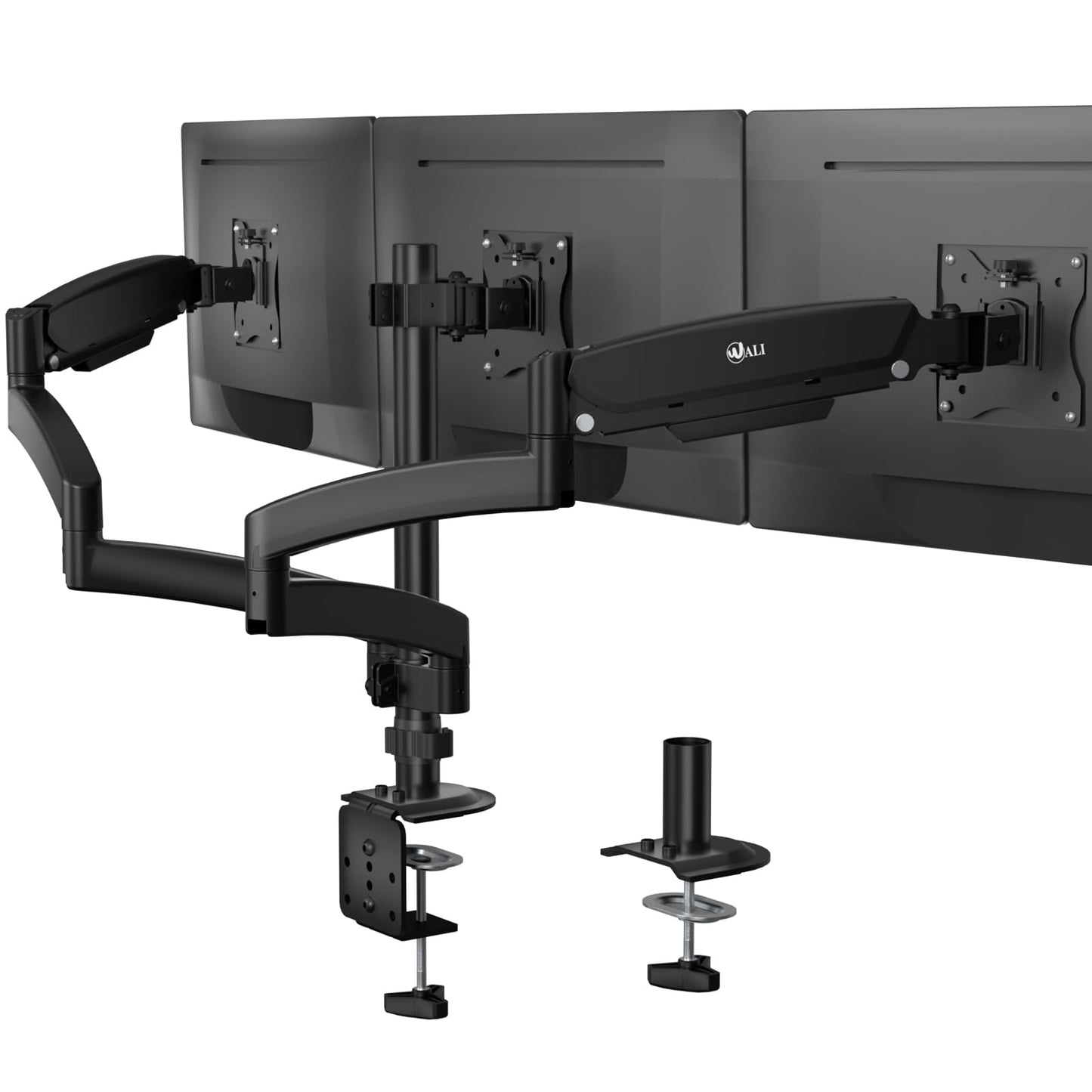 WALI Triple Monitor Mount, 3 Monitor Desk Mount for Screens 13-33 Inch, Multiple Monitors Stand with Tilt, Swivel, Rotation, Mounting Holes 75/100 mm, Black