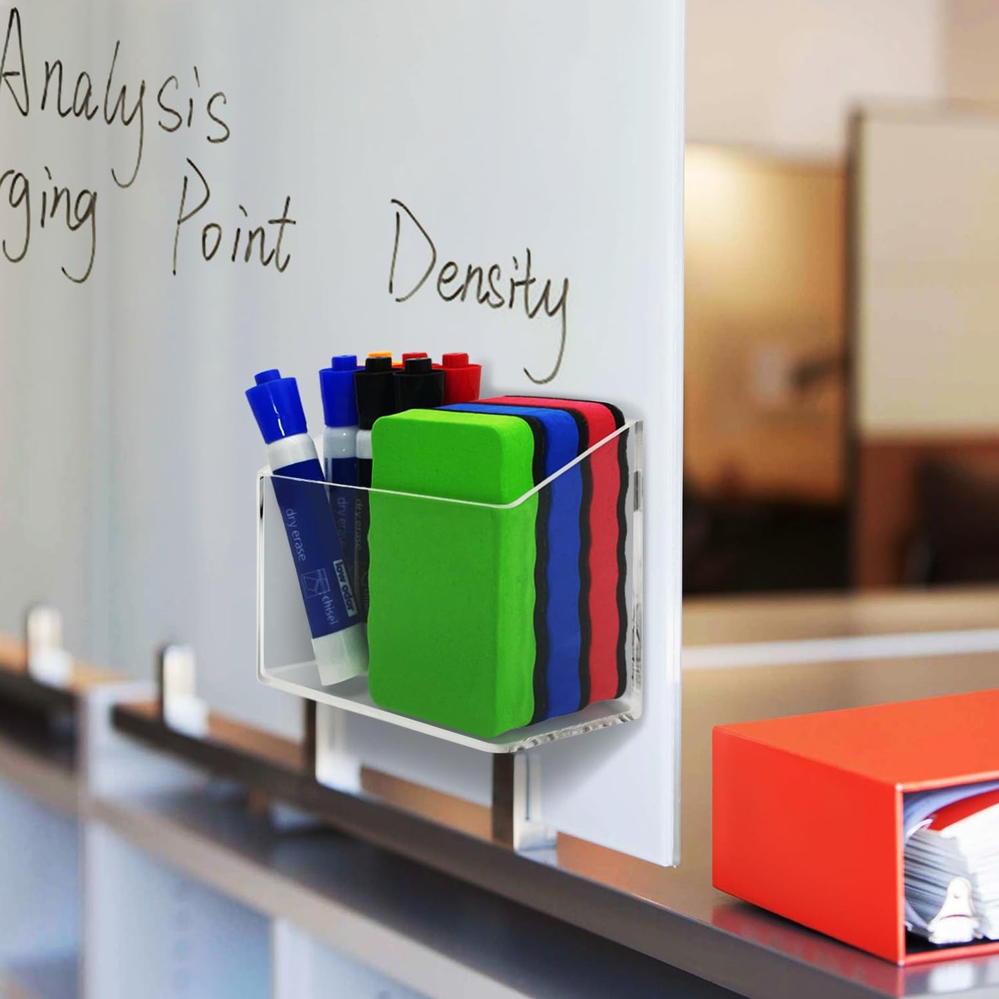VieFantaisie Magnetic Glass Whiteboard Pen Holder, Magnetic Dry Erase Marker Holder for Fridge, Whiteboard, Desk Locker Organizer Accessories, Office, Home, 1 Pack