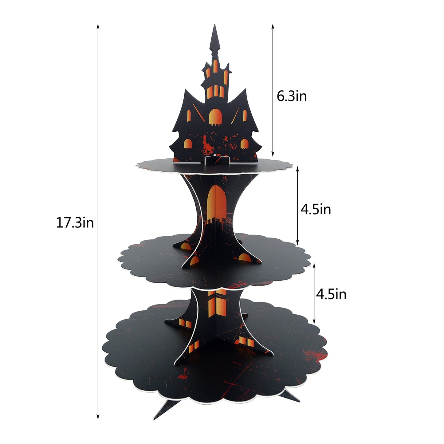 WEEPA Halloween Party Supplies 3 Tier Cupcake Stand Cardboard Cake Stand Gothic Tower for Halloween Party Decorations
