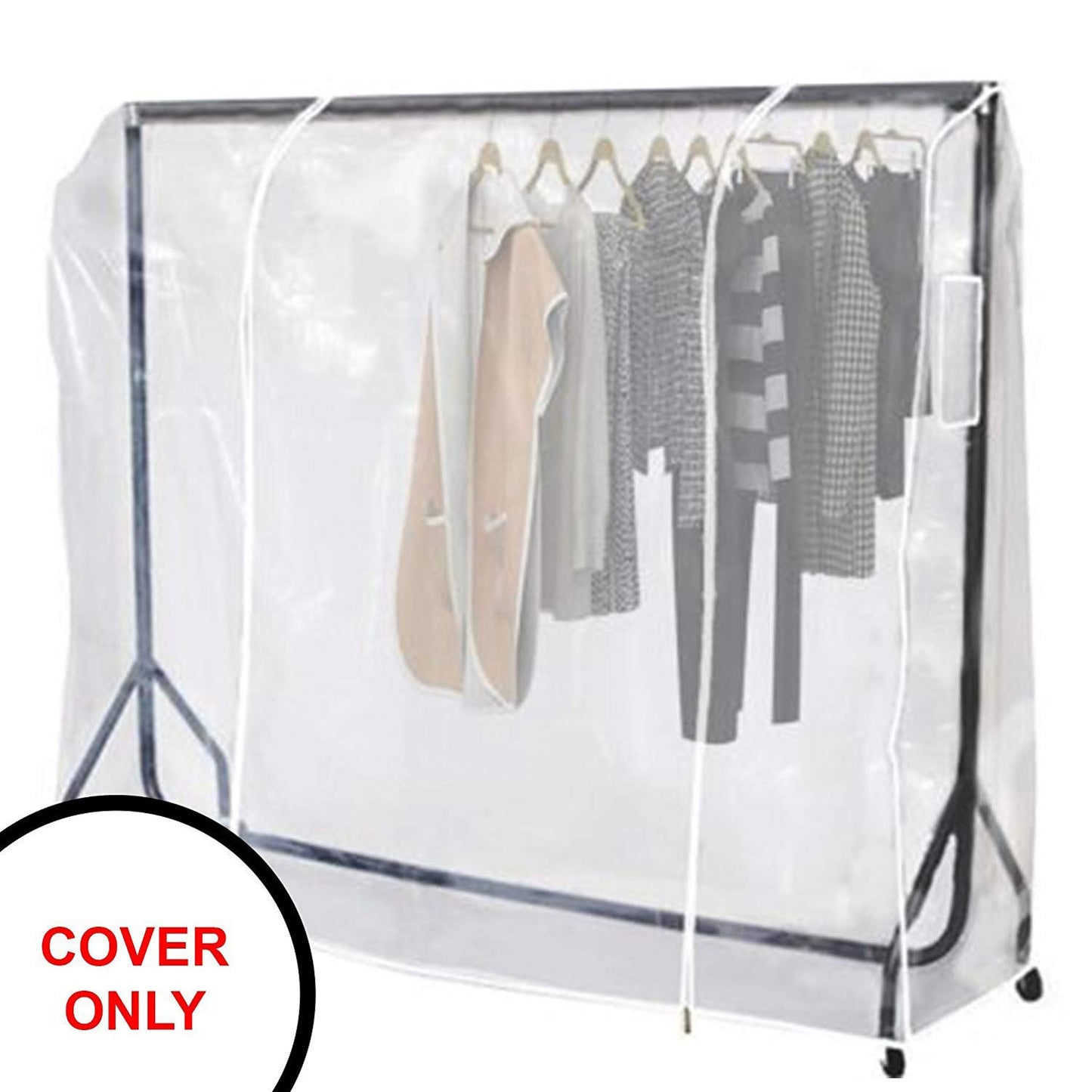 Ruibo Clear Garment Rack Cover Dustproof Clothes Rack Cover with 2 Durable Zipper/Clothing Waterproof Protector (L:71x20x60 inch)