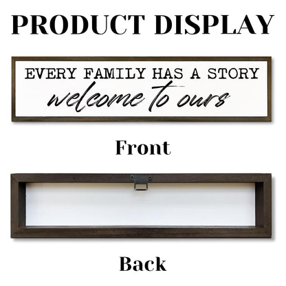 Welcome Home Decor, Every Family Has A Story Welcome to Ours Sign, Family Wood Sign, Home Decor for Front Door, Living Room Decors Above Sofa, Housewarming Gift 17.8x4x1.18 inches