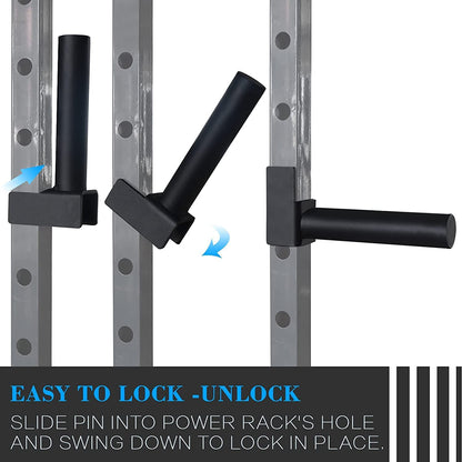 Balelinko Multi Grip Set of 2, Barbell Rack Holders Dip Grip Handles, Dip Bar Attachments for 2" x 2" Tube Power Cage, Bonus a Pair of 2" Spring Clip Collars Rings, Black