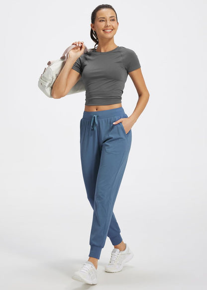 Libin Women's Joggers Pants Athletic Dance Sweatpants with Pockets Running Tapered Casual Pants for Workout,Lounge, Slate Blue XL