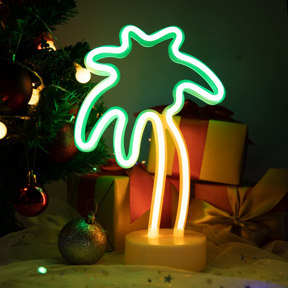 VOCAON Green Palm Tree Decoration Neon Signs Light Wall Decor USB/Battery Powered Neon Lights for Bedroom Girls Kids Birthday Party Christmas Palm Tree Neon Sign(Palm Tree)