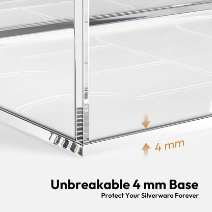 NIUBEE Expandable Kitchen Drawer Organizer for Flatware and Utensils,Clear Acrylic Adjustable Silverware Tray for Drawer,Office,Bathroom Supplies-9 Compartments