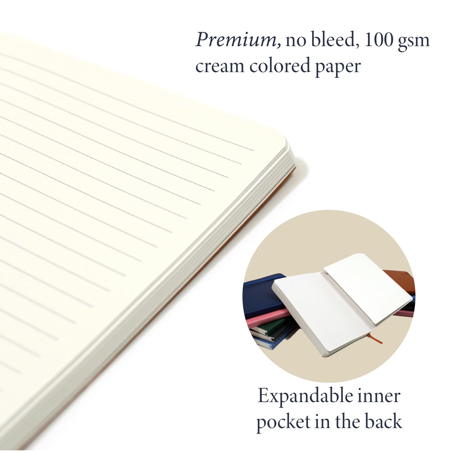 Softcover Ruled Journal with Thick 80 gsm Lined Cream Paper A5 size (8.3 inches x 5.4 inches) - Daily Writing Notebook for Travel, School and Office Use - Diary for Women and Men - French Blue