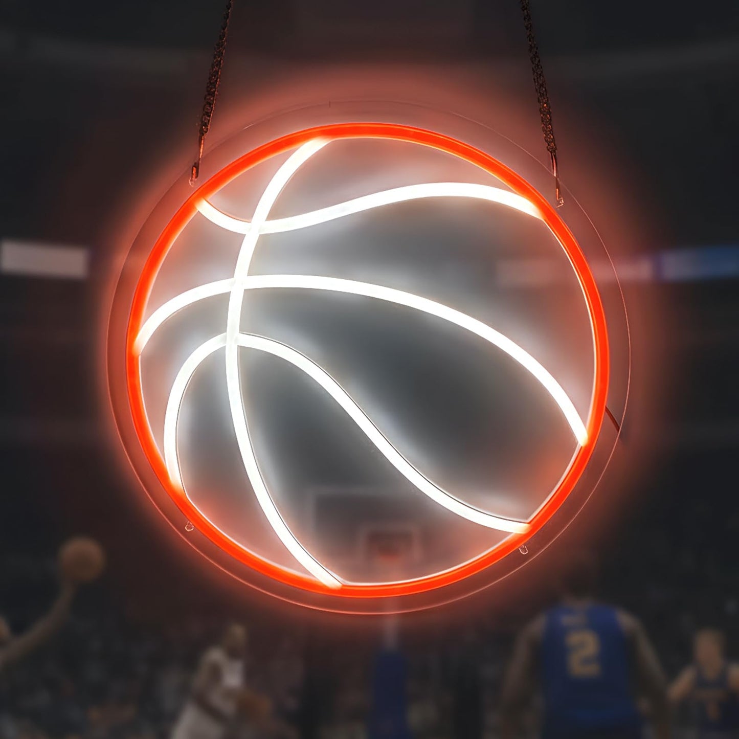 Basketball Neon Sign for Wall Decor, Dimmable LED Light for Bedroom Sports Room Decor, Basketball Gifts for Boys 8-12, 12.6 x 12.6 Inches