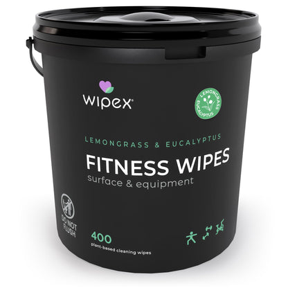 Wipex Yoga Mat Cleaner Gym Wipes - Plant-Based Lemongrass, Eucalyptus & Vinegar Wipes for Fitness Equipment & All Purpose Gym Cleaning - Safe for Peloton Bikes & Treadmills - 400 Count