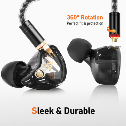 Vibes 202 Wired Earbuds - HiFi in Ear Monitor Headphones – Professional Noise Isolating Ear Buds - Clear Sound, Deep Bass & Comfort-Fit IEM Earphones - MMCX to 3.5mm, Silver Plated Cord, Carrying Case