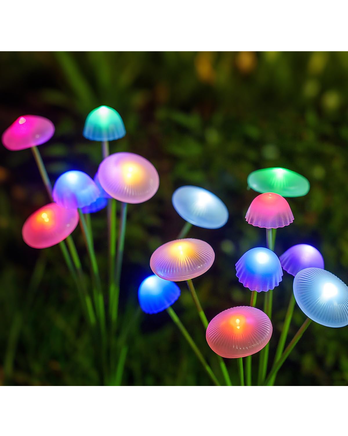 Solar Mushroom Light Outdoor Waterproof,Garden Patio Decorative 4 Colour Lights for Patio Lawn,Landscape Lighting Large Bulbs,Starlight Windswept Lights,Great Gift for Women for Gardening,2 Packs