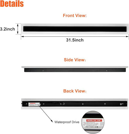 TooCust 2 Pack 31.5in Long Outdoor Modern Led Wall Light, IP65 Waterproof Modern Outdoor Wall Light, 24W Warm Light 3000K, Narrow Strip Light, Long Wall Sconce for Garage, Wired Installation