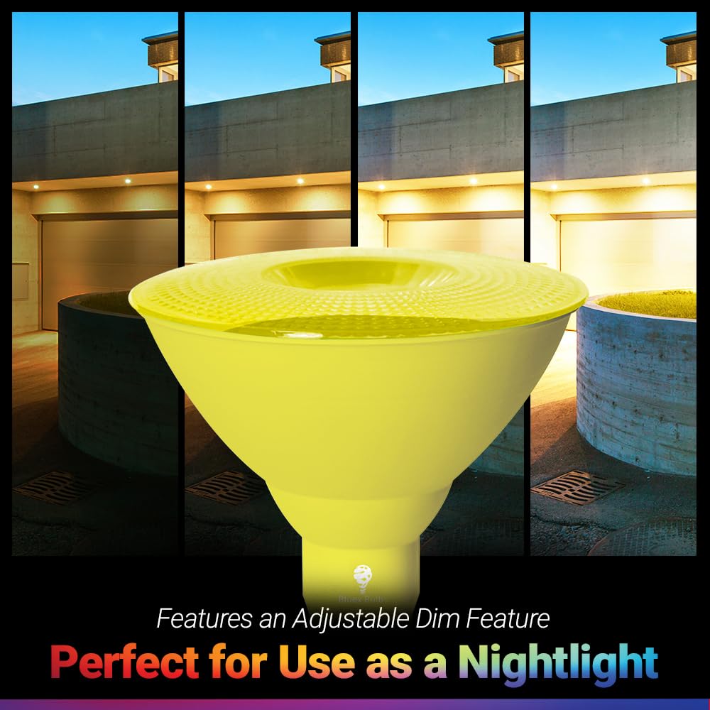 Bluex Bulbs Par38 LED Flood Light Bulb - 18W (120Watt Equivalent) - Dimmable - E26 Base - LED Lights, Party Decoration, Porch, Home Lighting, Holiday Lighting, Flood Lights (Yellow, 2 Pack)
