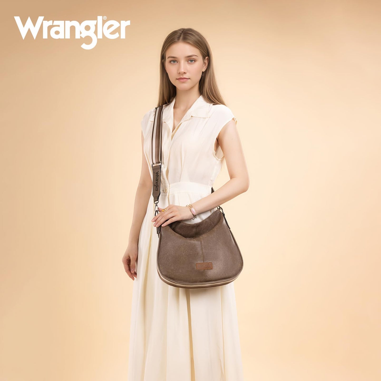 Wrangler Large Hobo Crossbody Bag Purses for Women Slouchy Shoulder Tote Handbags Ladies Cross Body Work Travel Trendy Gift with Adjustable Strap Dark Khaki WG129-1022DKH
