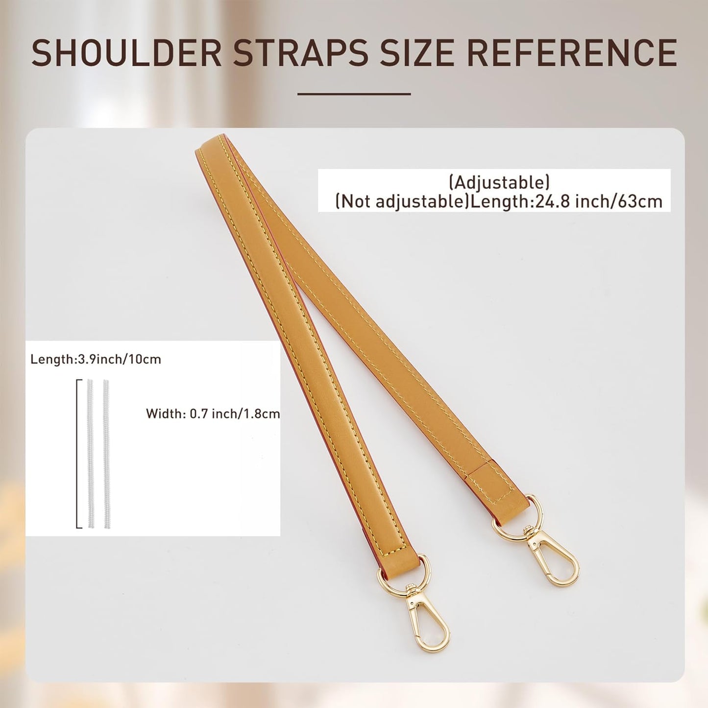 Doxo Genuine Vachetta Cowhide Leather Shoulder Strap - 0.7'' Width 24.8'' Length Short Replacement Straps Compatible with LV Graceful Tote, Speedy, Alma & Dauphine Bags (Beeswax)