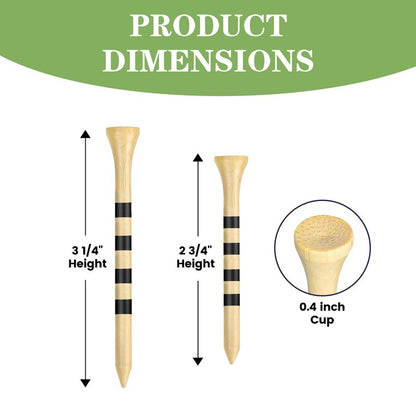 Seticek Natrual Wooden 2-3/4" Golf Tees 100 Pack,Biodegradable Bamboo Golf Tees,More Sturdy and Stable,Natural Color