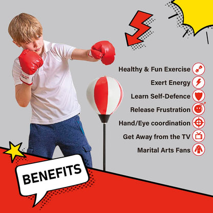 Whoobli Punching Bag for Kids and Toddler Incl Boxing Gloves| 3 4 5 6 7 8+ Years Old Adjustable Kids Boxing Bag with Stand| Sports Toy for Boys| Ideal Christmas Birthday Gift for Children; New 2026
