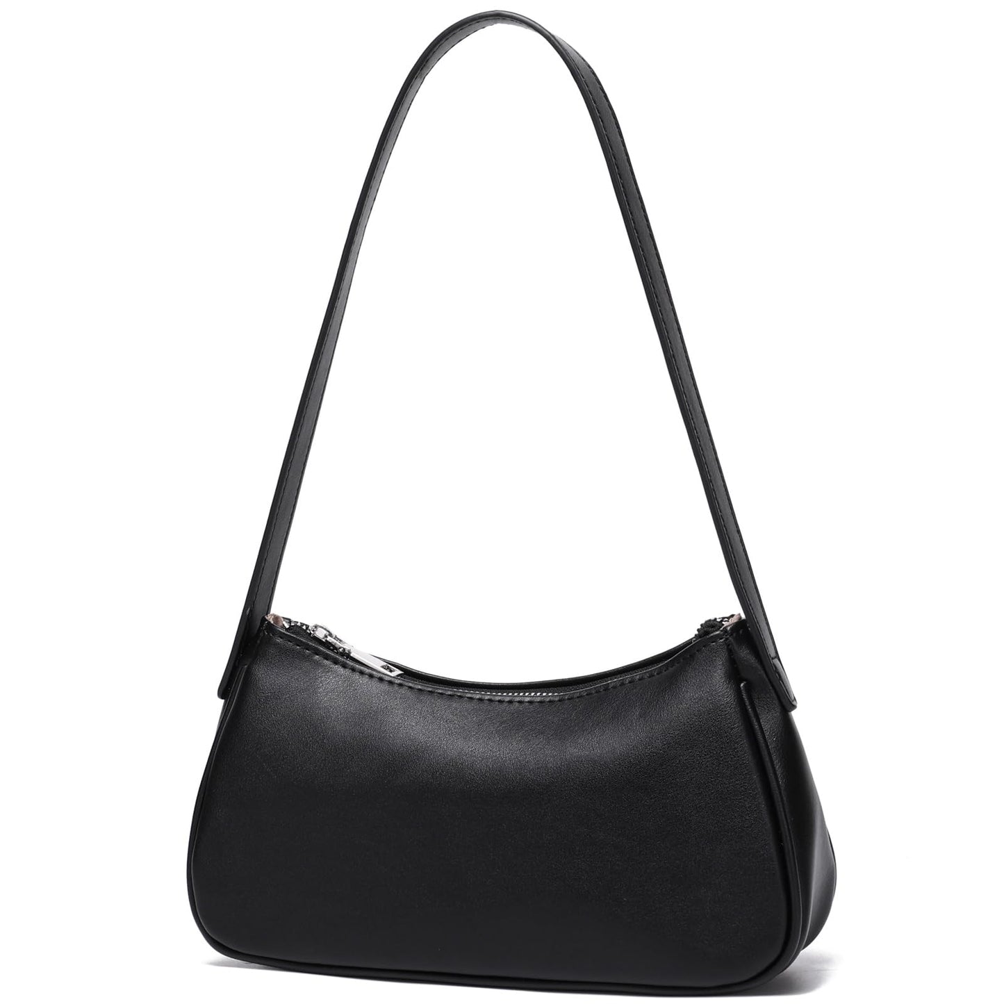 LACOMILA Small Shoulder Bag for Women Cute Mini Purse Trendy Vegan Leather Y2k Crescent Handbag (Black)