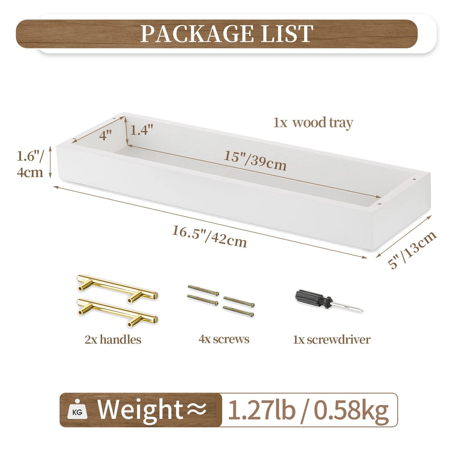 Hanobe Long Tray for Table Centerpiece: Decorative Narrow Trays Wooden Candle Holder - Centerpiece Tray with Handles for Home Decor Dining Table Coffee Bar Living Room,White