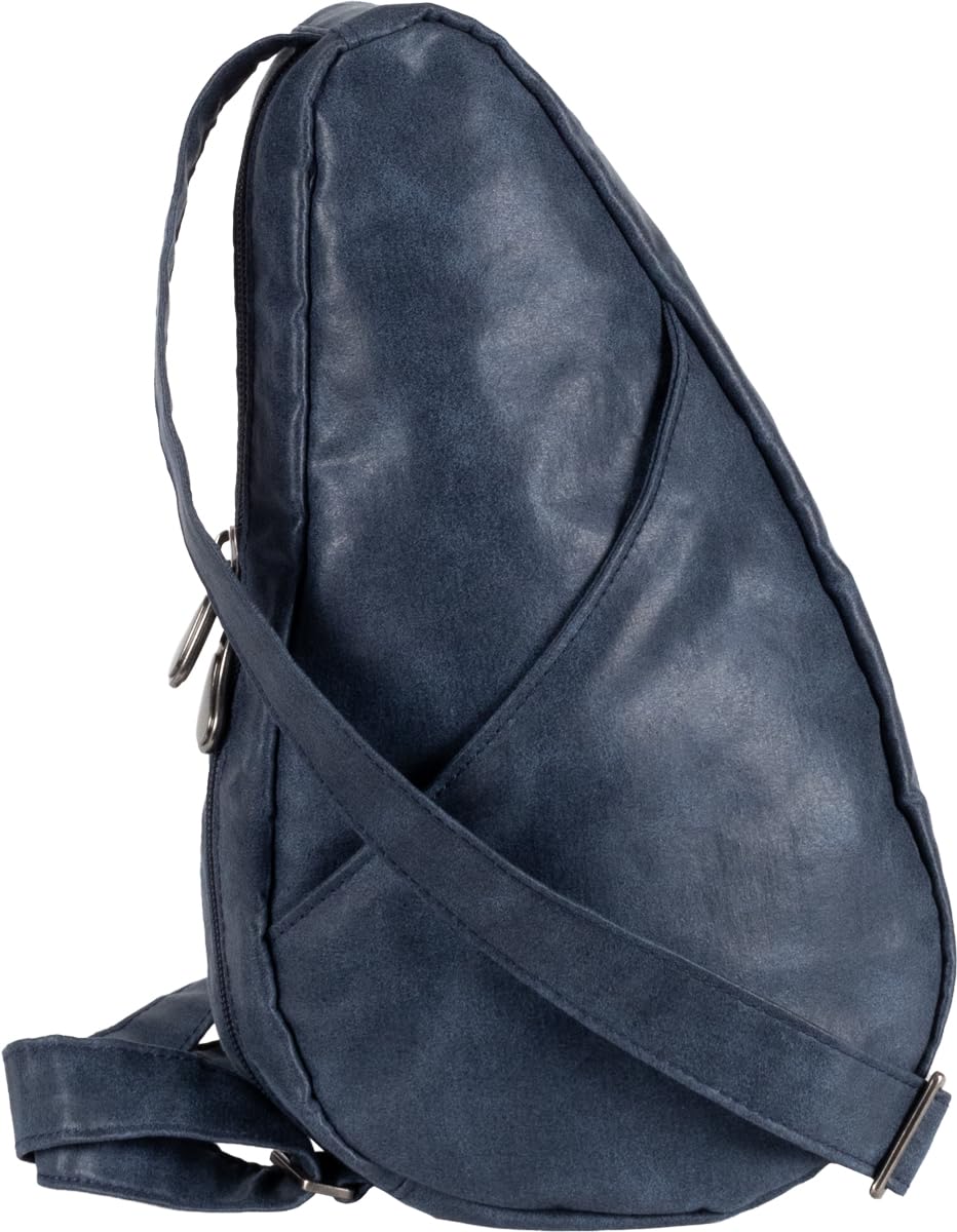 AmeriBag 11.5" Vintage Healthy Back Bag Ergonomic Crossbody Sling for Everyday Use, Travel & Walking Comfort (Blue)