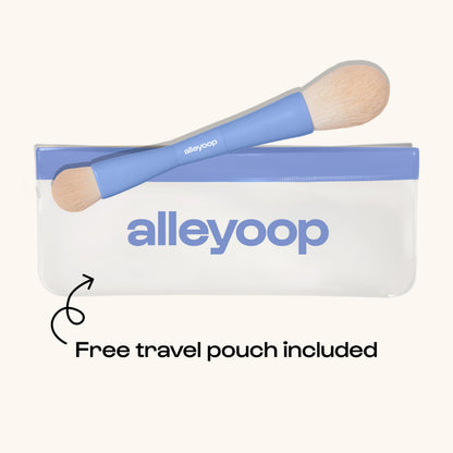 Alleyoop Multi-Tasker 4-in-1 Travel Makeup Brush Set – Compact Makeup Brushes with Blending Sponge, Eyeshadow, Eyebrow & Liner, Blush & Bronzer Brush – Mini Makeup Tools Kit for Women, Vegan