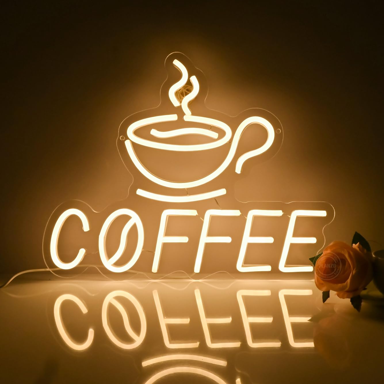 Planzo Coffee Neon Signs Light for Restaurant Coffee Shop Home Cafe Bar Beer Pub Store Ad Window Display Kitchen Bedroom Man Cave Birthday Party Light Up Wall Sign Decor 5V USB