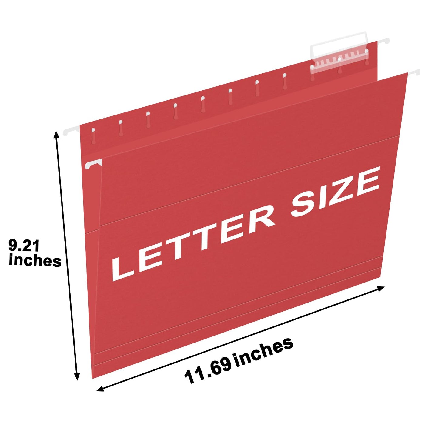 HERKKA Hanging File Folders, 30 Pack Reinforced Letter Size Hanging Folders, Designed for Bulky Files, Filing Cabinet, 1/5-Cut Adjustable Tabs (Red)