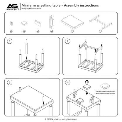 Mini Arm Wrestling Table – 1:10 Scale DIY Model Kit (Ages 14+) | Build-It-Yourself Assembly Set with Magnetic Adjustable Pads | Collectible Display for Arm Wrestling Fans (USA Flag)