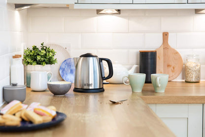 Russell Hobbs Adventure 24991-70 Kettle [1.0 L] Stainless Steel (2400 W, Quick Boil Function, Removable Limescale Filter, External Water Level Indicator, Small Travel Kettle)