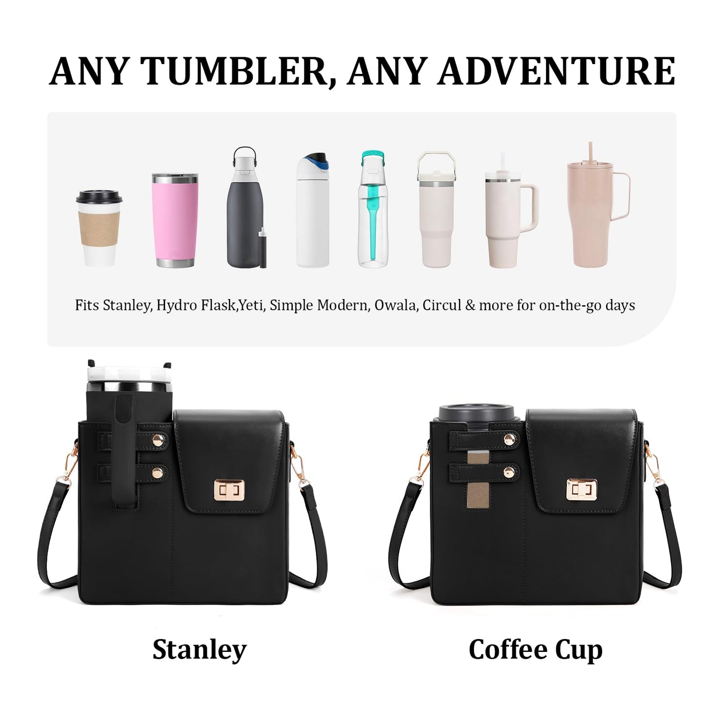 Stanley Purse Cup Holder Bag with Strap- Outdoor Portable Crossbody Water Bottle Storage Bag for Stanley Cup Tumbler 40 oz
