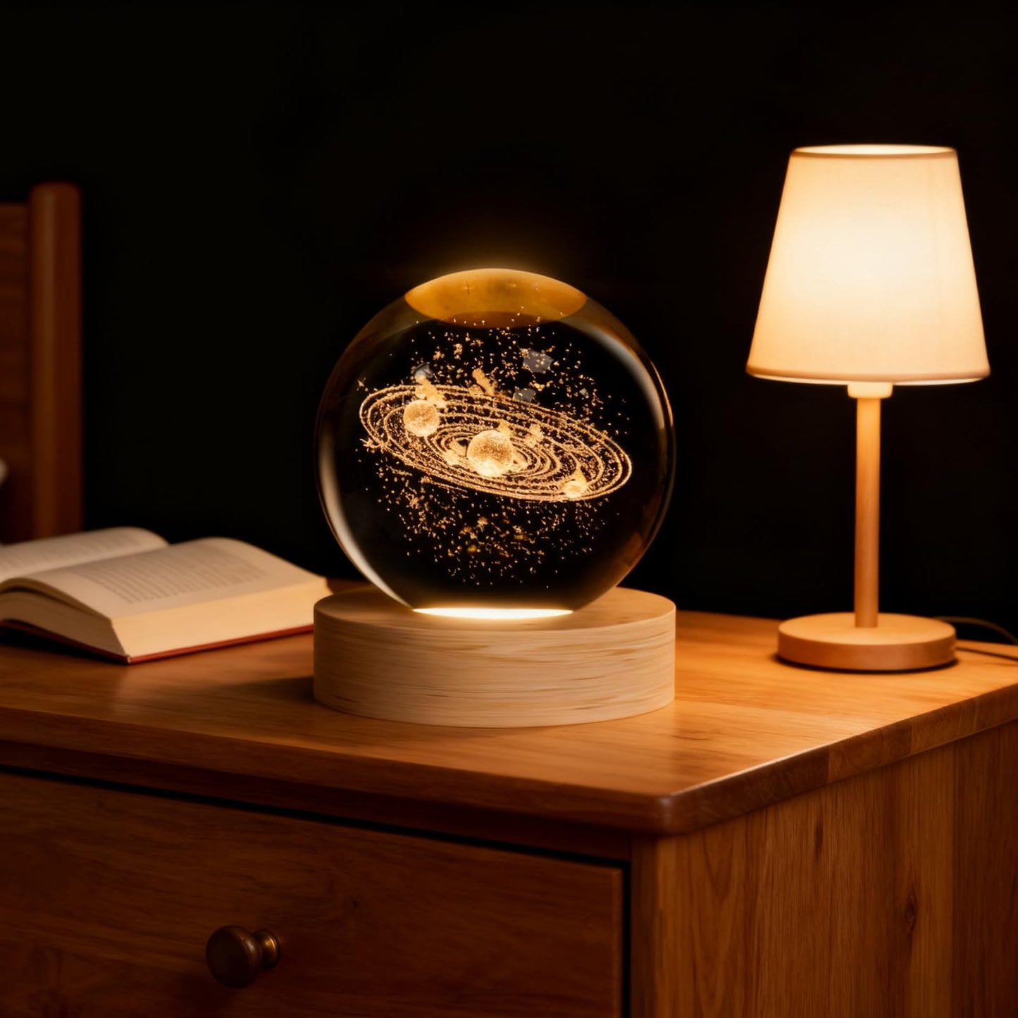 3D Solar System Crystal Ball, 2.4inch Universe Gifts Decorative Quartz Glass Ball, Space Laser Engraved Model Astronomy Decor, Paperweight Physics Display Sculpture Home Decor Crafts for Friends