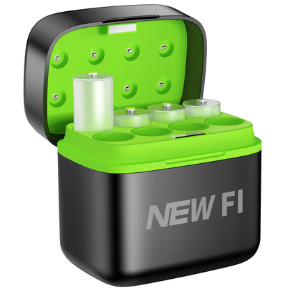 Portable 8-Bay AA/AAA Battery Charger with USB-C Input - Compact Travel Charger for AA/AAA Rechargeable Batteries, Fast Charge in Car/Home, Compatible with Li-ion NiMH NiCd