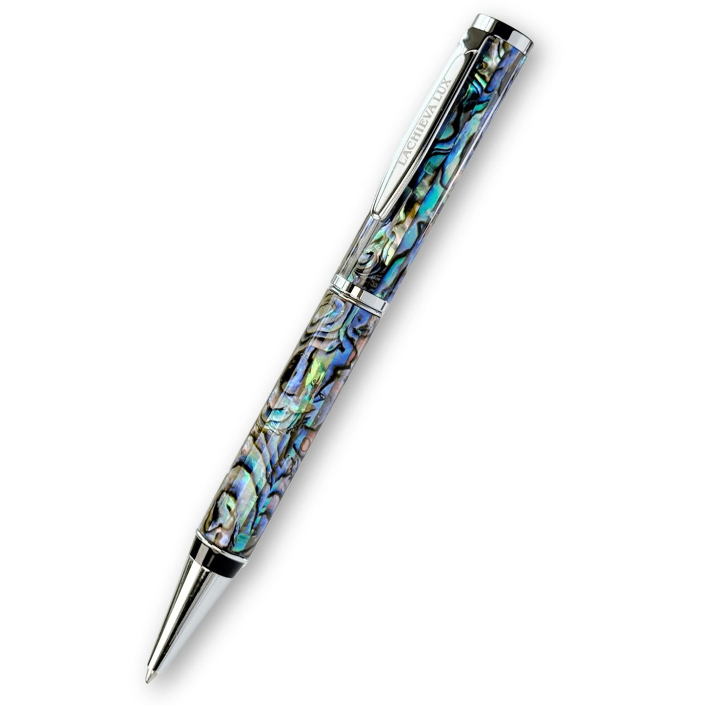 LACHIEVA LUX Abalone Shell Ballpoint Pen, Luxury Gift for Men & Women, German P900M 1.0MM Refill, Executive Writing Pen in Gift Box