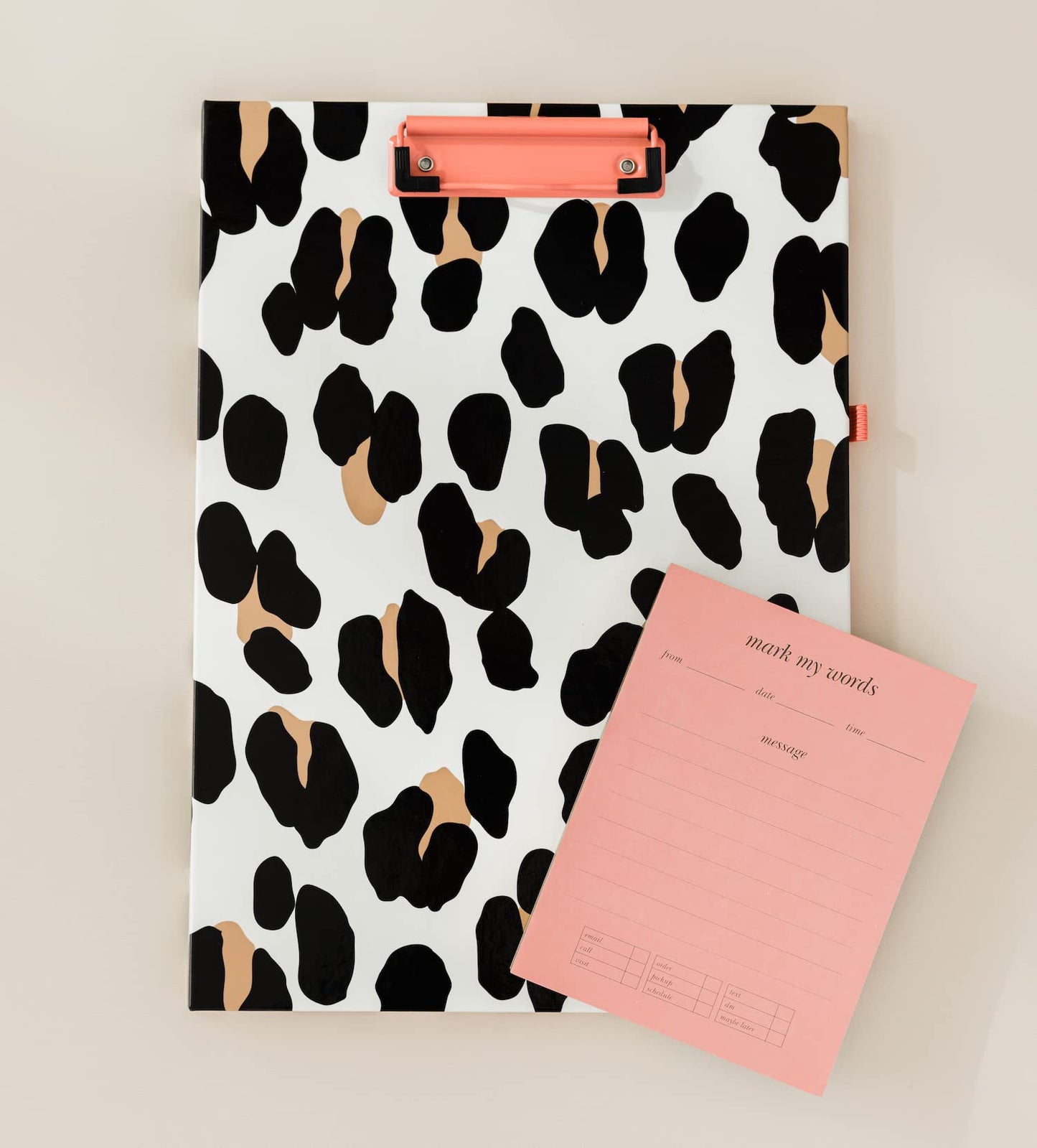 Kate Spade New York Leopard Print Clipboard Folio with Low Profile Clip, Professional Padfolio Includes Lined Notepad, Pen Loop, and Pocket, Forest Feline