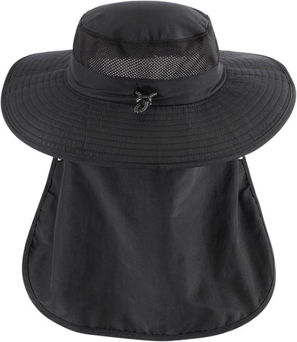 UPF 50+ Wide Brim Sun Hat with Neck Flap | Summer Bucket Hat for Gardening & Fishing