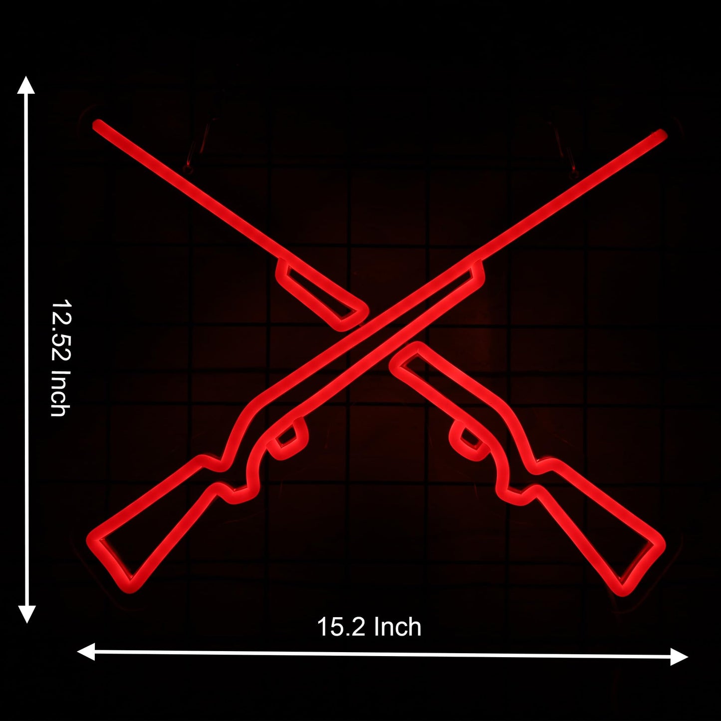 Hunting Rifles Gun Neon Sign USB Powered for Hunting Shop Decor Gun LED Neon Signs Led Neon Gun Light Sign for Wall Decor Game Room Man Cave Gun Club Party Shop Bar Hub Birthday Gifts 15.2 * 12.52 In