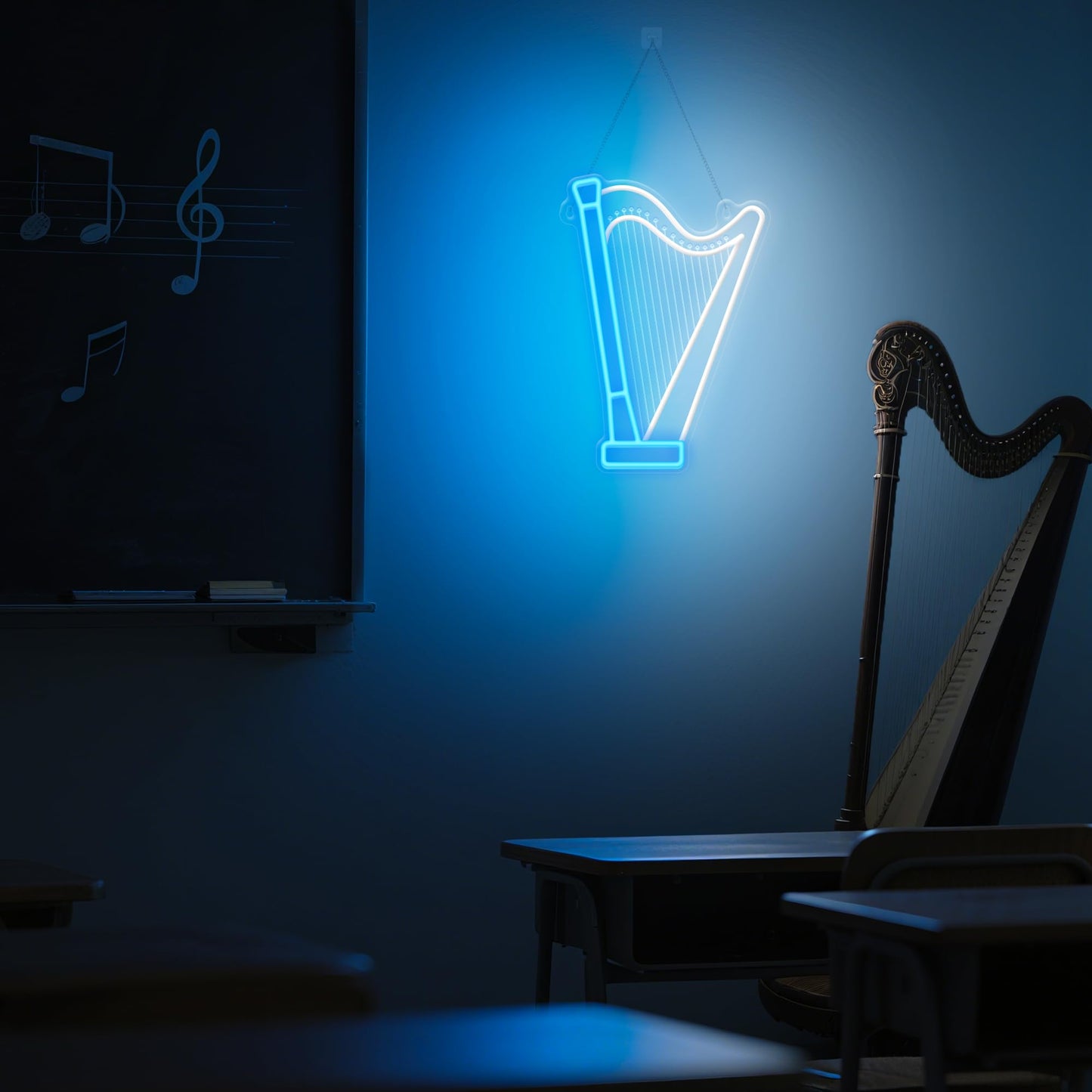 CoolGift Mart Harp Neon Sign, Dimmable LED Harp Room Decor Light With USB Powered, Decorations for Bedroom Living Room Club Music Studio, Gifts for Harp Enthusiasts Music Lovers