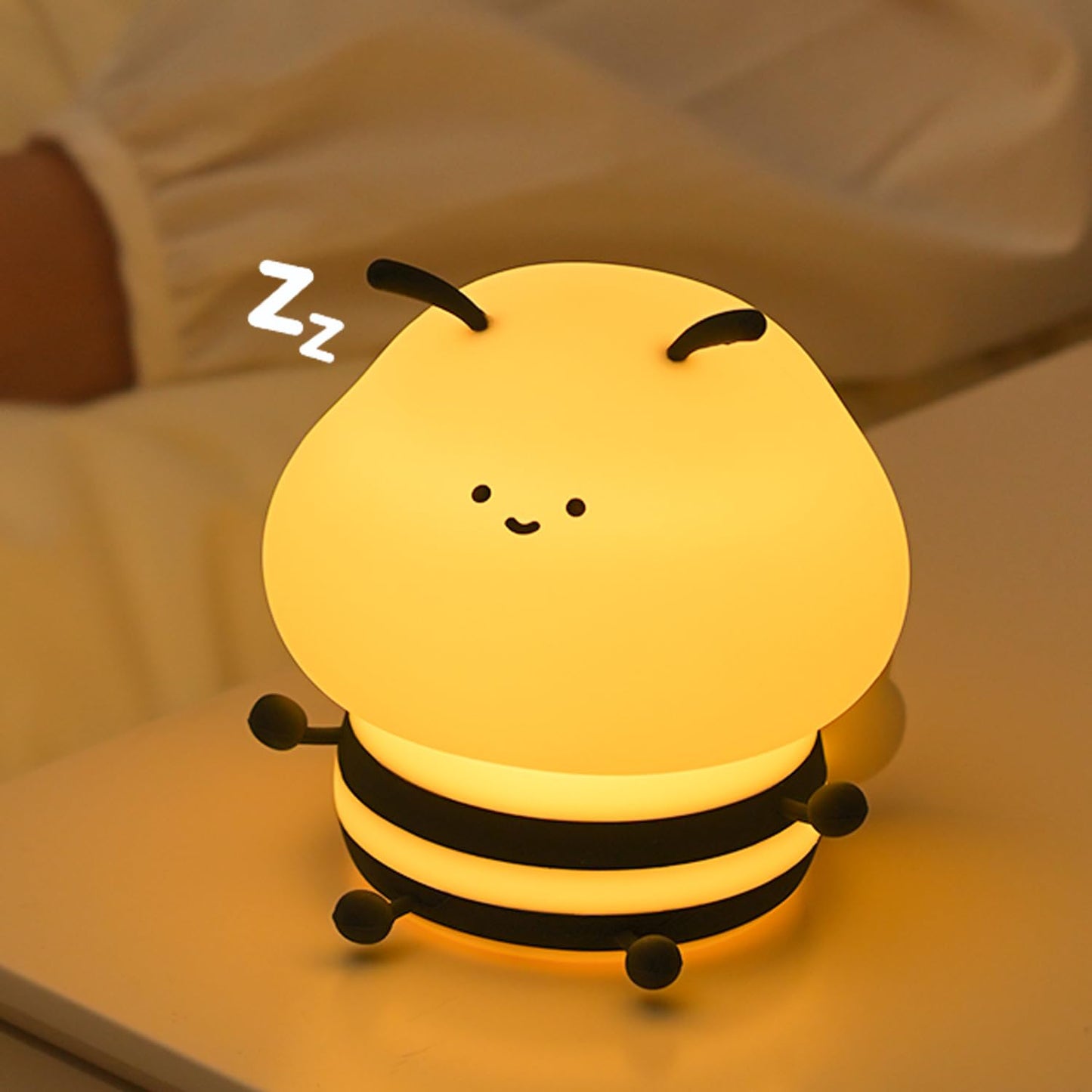 Bestfaith Cute Bee Kids Night Light, LED Squishy Night Lamp, Dimmable Nursery Nightlight for Kids, Rechargeable Timer Touch Lamp, Dorm Decor, Funny Gifts (Bee)