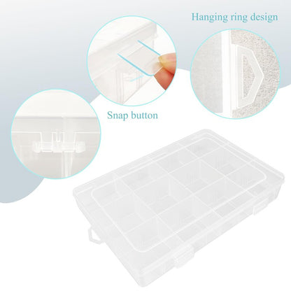 ZUFECY Small Fishing Tackle Box, 12 Clear Plastic Parts Organizer with Adjustable Dividers, Transparent Organizer Tray Organizers and Storage Box for Tackle Bead