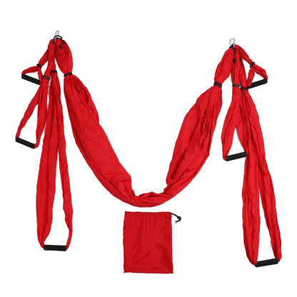 Aerial Yoga Swing Set Adjustable Increase Flexibility Yoga Hammock Yoga Inversion Tool Anti Yoga Sling Suspension Flying Trapeze for Physical Exercise (Red)