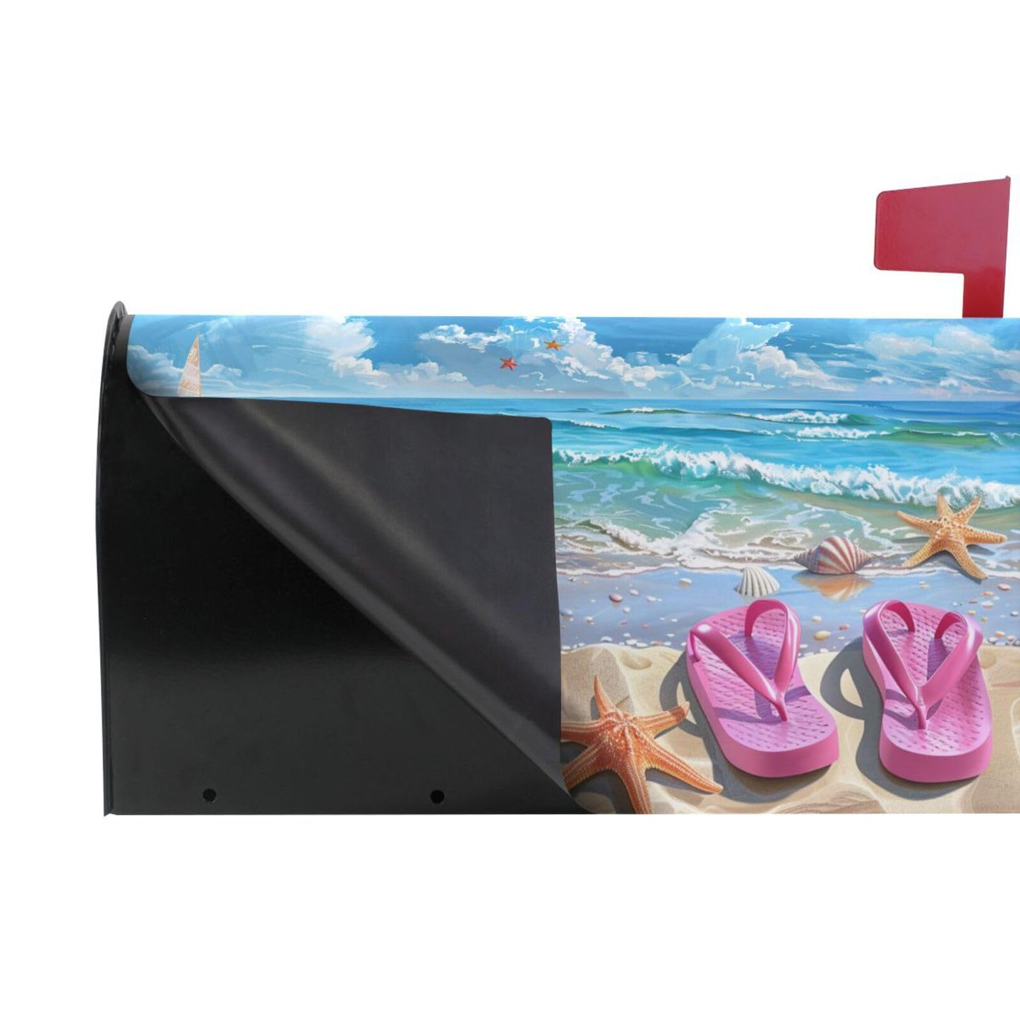 ALAZA Beach Landscape Flip Flops Seashell Starfish Magnetic Mailbox Cover Summer MailWraps Garden Yard Home Decor for Outside Standard Size-18"x 20.8"…