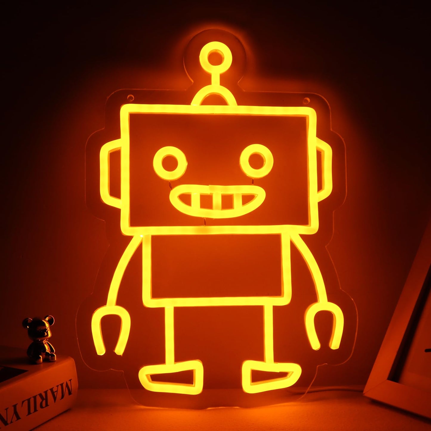 TOPQUALI Robot Neon Signs Robot LED Neon Light Decor for Game Room, Baby Living Room,Kids Room,Party,Birthday,Christmas Signs for Boys,Kids Gift13.8 * 10.1 Inch