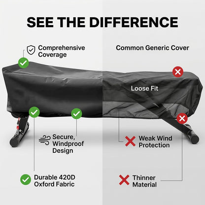 Weight Bench Cover 50" – Waterproof 190T Silver-Coated Polyester Taffeta Workout Bench Cover with Drawstring, Exercise Equipment Protective Cover for Indoor Outdoor Use